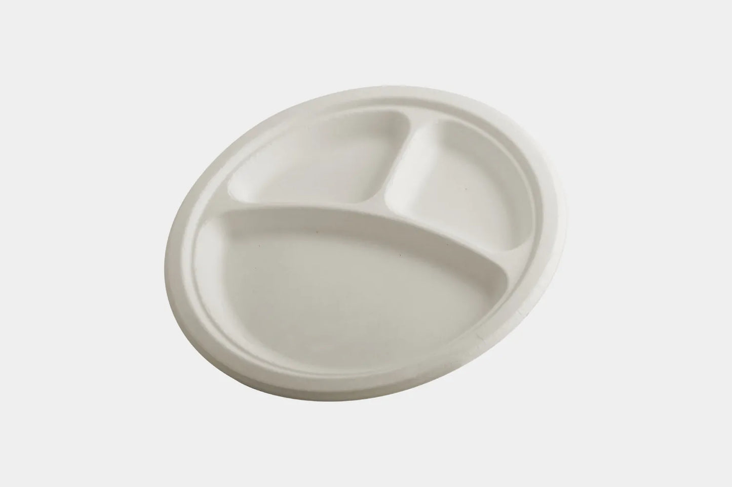 9" Round Bagasse Lunch Plates 3 Compartment