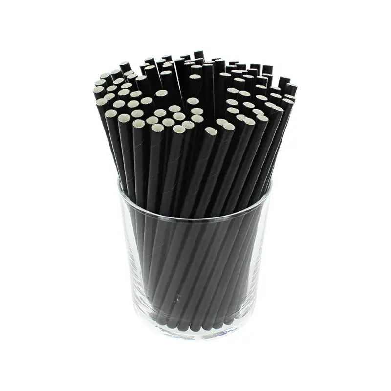 8" Paper Straw Black 6 MM