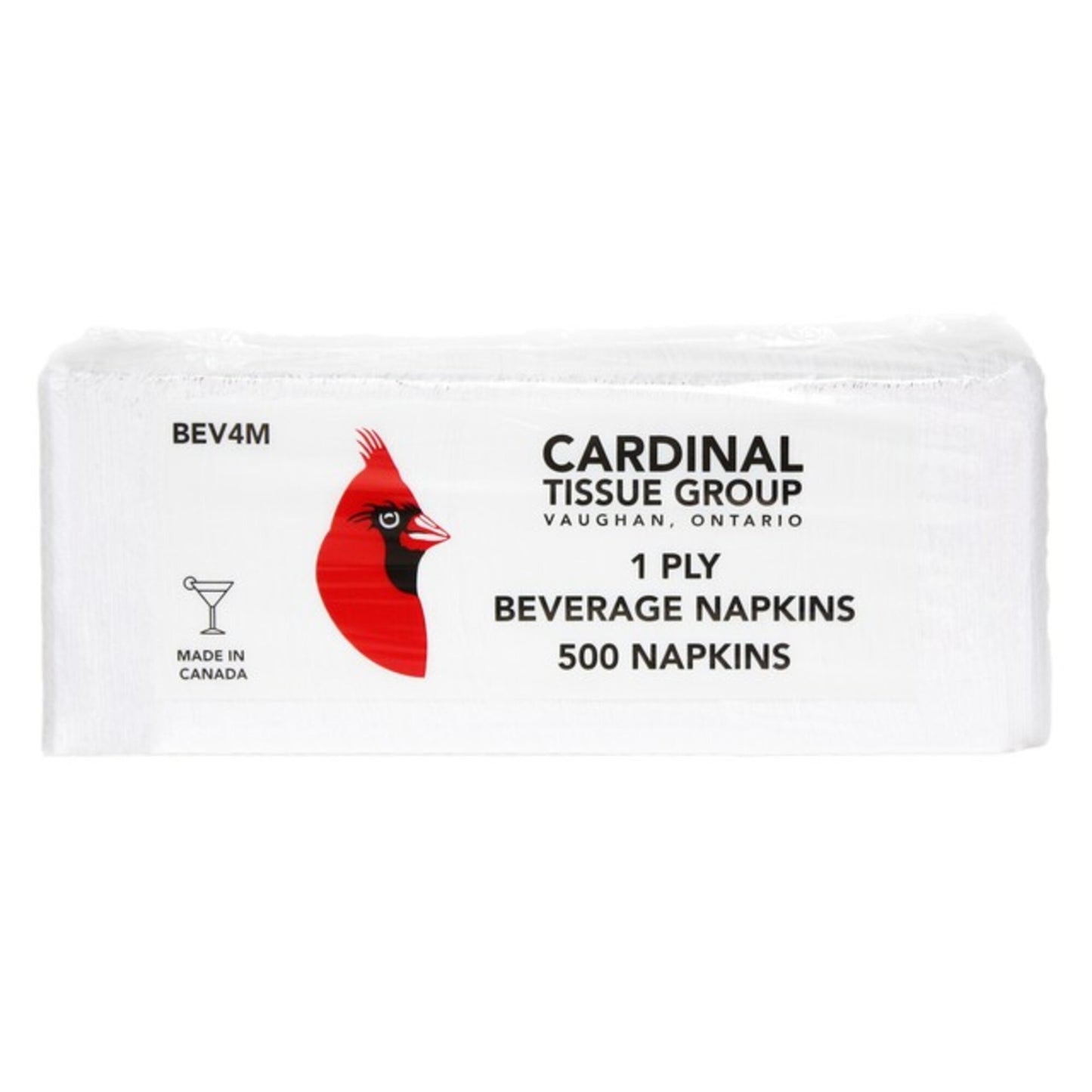 Beverage Napkin 1/4 Plain Cardinal White 1PLY