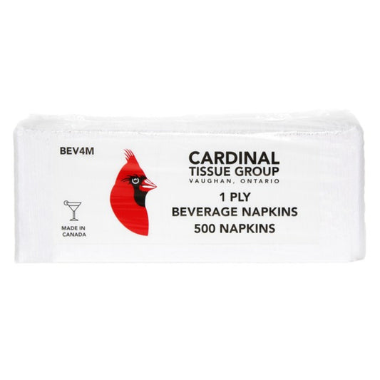 Beverage Napkin 1/4 Plain Cardinal White 1PLY