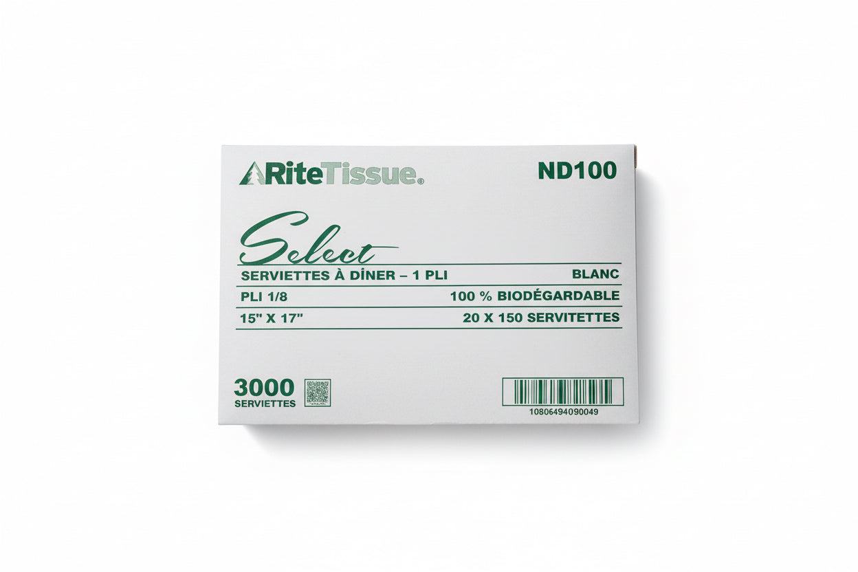 Dinner Napkin Rite Tissue White 1PLY