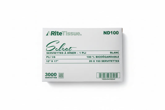 Dinner Napkin Rite Tissue White 1PLY