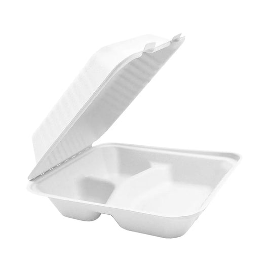 Hinged Container White 3 Compartment