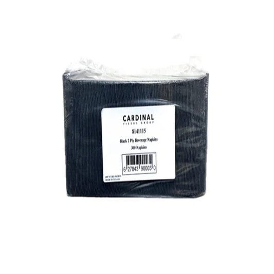 Beverage Napkin 1/4 Plain Black 2PLY