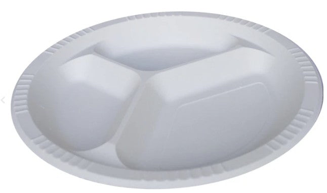 10" Round Corn Starch 3 Compartment Plate- Eco Craze