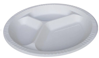 10" Round Corn Starch 3 Compartment Plate- Eco Craze