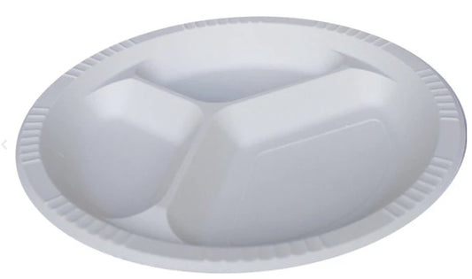 10" Round Corn Starch 3 Compartment Plate- Eco Craze