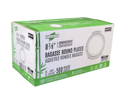 Round Bagasse Lunch Plates 9"- Eco Craze