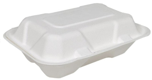 Bagasse Clamshell Containers 9x6