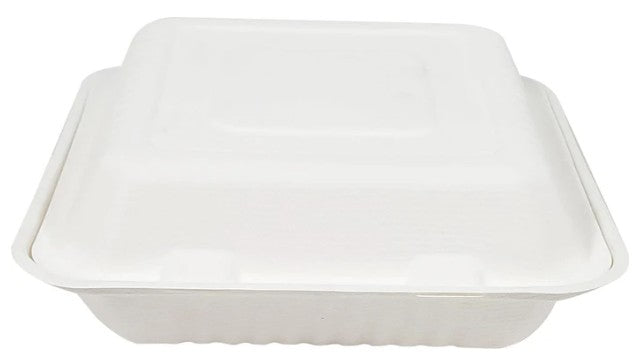 Bagasse Clamshell Containers 9x9- Eco Craze