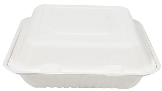 Bagasse Clamshell Containers 9x9- Eco Craze